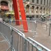 Barricade inside a barricade: artwork in Zuccotti Park gets its own smaller barricade.